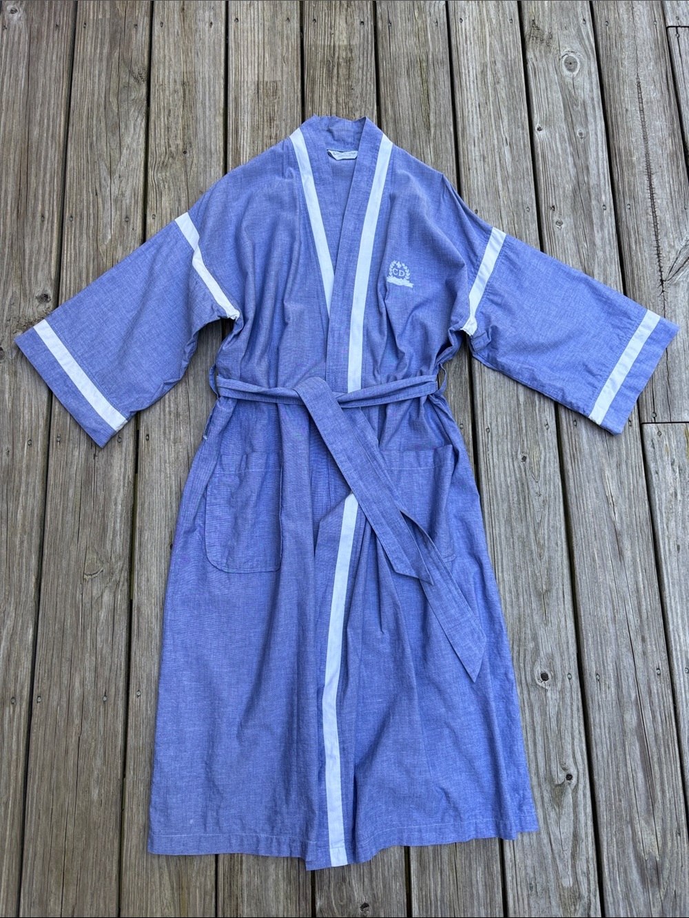VTG Men's Christian Dior Monsieur Blue Chambray Timeless Old Money Robe One Size